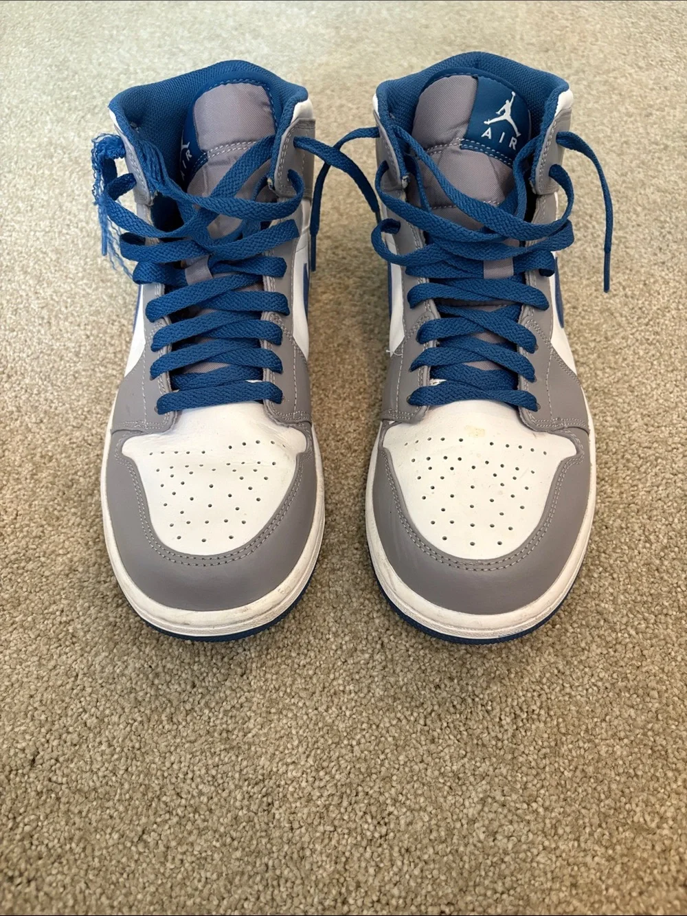 Jordan Men’s High-Top Sneakers - White / Gray / Blue